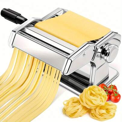 Macchina per pasta manuale, rullo e taglierina per pasta in acciaio inossidabile con 6 impostazioni di spessore regolabili, macchina per noodle a doppia larghezza per pasta, spaghetti, fettuccine, lasagne
