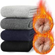 Calcetines Termicos Hombres, 5 Pares Gruesos Calcetines Invierno con Rizo Suave, Transpirables y Antisudor Calcetines Lana para Senderismo Running Esquiar Deportes, Talla 39-45 - 1 - Ver 1