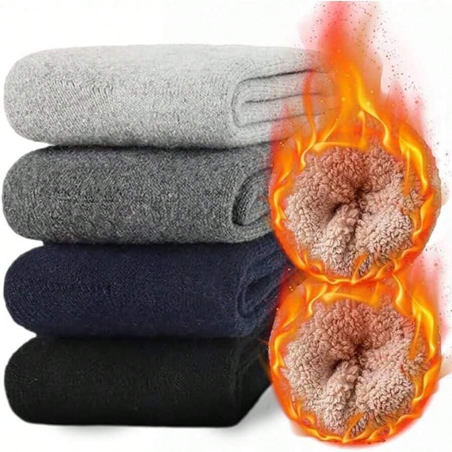 Calcetines Termicos Hombres, 5 Pares Gruesos Calcetines Invierno con Rizo Suave, Transpirables y Antisudor Calcetines Lana para Senderismo Running Esquiar Deportes, Talla 39-45 - 1 - Ver 1