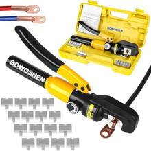 Pinza Crimpadora Hidráulica de 8 Toneladas, Herramienta de Ponchadora Hidráulico Y Cortador de Cable Con 8 Pares de Dado (4, 6, 10, 16, 25, 35, 50 Y 70 mm) para Electricistas Expertos - 8T - Ver 4