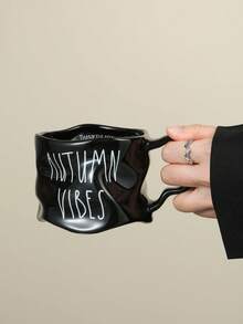 1pc Handmade Silver-Plated Ceramic Wavy Mug, Suitable For Home, Office, And Cafe Use