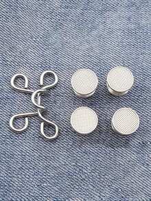 1/2pcs Round Waist Tightener Buckle Pants Pins For Jeans, Skirts, Pants, Collar Buttons Brooch Pins For Women And Men, High Quality Metal, Durable, No Tools Instant Pants Adjustable Button Pins, Metal Anti-Walking Light Brooch, Fashion And Detachable Pants Clip, Travel Essential, Bag Accessories For Girl, Student And Gift For Mom