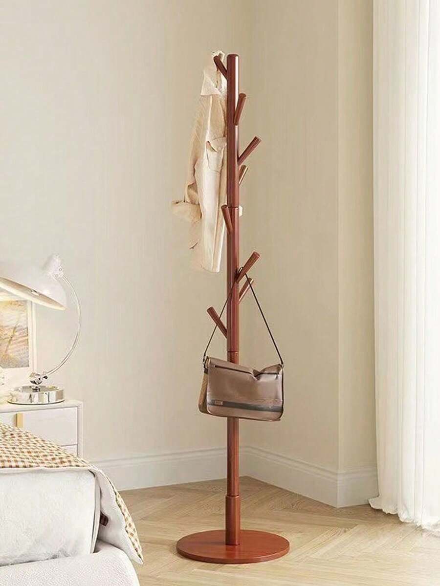 Perchero De Lujo Con Base Tipo Marmol Perchero de pie de madera maciza, perchero vertical simple para dormitorios, hogares y oficinas. Adecuado para tops de primavera y verano, - Amarillo - Ver 1