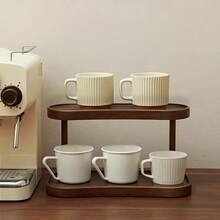 1 pièce Organisateur de comptoir en bois à 2 niveaux - Un élégant support de rangement convenant aux cosmétiques, parfums et produits de soins de la peau - Applicable dans les salles de bain, cuisines et bureaux, support à tasses à café, étagère de rangement, étagère pour le hall d'entrée et le salon avec des compartiments fermés indépendants, organisateur gain de place pour les parfums, cosmétiques et la vaisselle