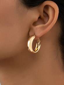1pair Fashion Iron Alloy Minimalist Hoop Earrings For Women For Daily Decoration