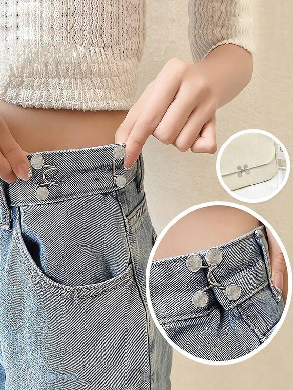1/2pcs Round Waist Tightener Buckle Pants Pins For Jeans, Skirts, Pants, Collar Buttons Brooch Pins For Women And Men, High Quality Metal, Durable, No Tools Instant Pants Adjustable Button Pins, Metal Anti-Walking Light Brooch, Fashion And Detachable Pants Clip, Travel Essential, Bag Accessories For Girl, Student And Gift For Mom