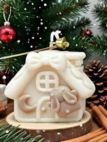1pc 3D Christmas House Scented Candle Silicone Mold DIY Christmas House Peach Blossom House Scented Stone Plaster Home Decor Silicone Mold