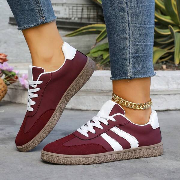 Women's Fashion Casual Sports Shoes, Burgundy Dexton Sneakers, Running Shoes