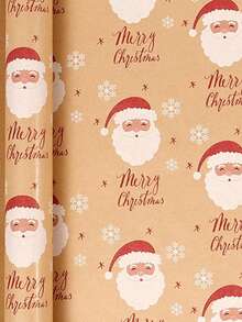 1pc 300x43cm Christmas Gift Wrapping Paper With Reindeer, Santa Claus, Christmas Tree Patterns, Gift Packaging Decoration Paper - Multicolor - View 9