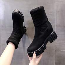 Women's Slim Fit Tall Boots, Comfortable Versatile Fold-Over Short Boots