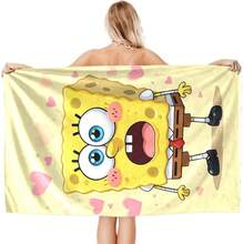 1条卡通海绵宝宝吸水超细纤维浴巾，柔软男女通用，适用于露营、泳池、游泳、健身、美容院、酒店、运动、居家、护肤等多种场合。 - 彩色 - 查看 2