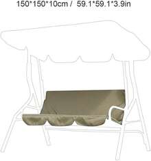 Funda de Cojín para Columpio de 3 Asientos, Cubierta Impermeable del Asiento del Columpio Fundas Cojines y Almohada para Exteriores, Patio, jardín, 60 x 20 x 20 Pulgadas (Beige) ZZ5G - Beis - Ver 10
