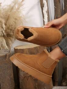 Women's New Thick Sole Round Toe Short Snow Boots, Comfortable & Versatile For Outdoor, Size 35-44 (Please Order 1 Size Up)