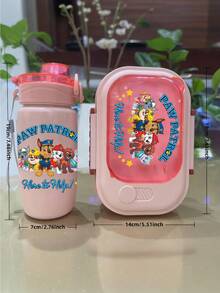 Paw Patrol 2 pièces/set Bouteille d'eau de sport en plastique et boîte à lunch Paw Patrol, personnage de dessin animé mignon 420 ml (14 oz), bleu, rose, jaune pour les activités extérieures, le camping, la conduite, les cadeaux d'anniversaire, les cadeaux de Noël, les passionnés de fitness hommes et femmes (certaines pièces peuvent être aléatoires)