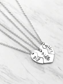 2pcs/Set Best Friends Heart Shaped Broken Heart Jigsaw Puzzle Pendant Necklaces, Bff Gift Valentines,Mom,Mother,Mother's Day,Gift