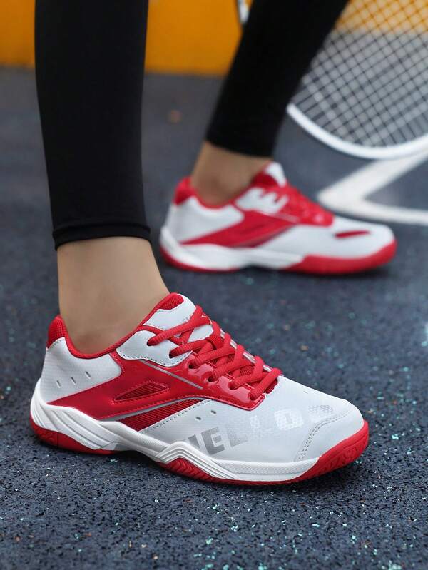 Women's Professional Round Toe Lace-Up Lightweight & Comfortable Badminton Shoes, Breathable, Non-Slip, Durable, Suitable For Couples, Training