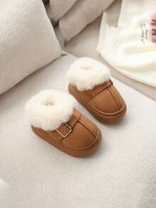 1 双婴幼儿冬季鞋，软底防滑女婴学步鞋，公主短靴，婴幼儿保暖内衬靴