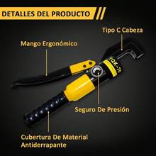 Pinza Crimpadora Hidráulica de 8 Toneladas, Herramienta de Ponchadora Hidráulico Y Cortador de Cable Con 8 Pares de Dado (4, 6, 10, 16, 25, 35, 50 Y 70 mm) para Electricistas Expertos - 8T - Ver 5