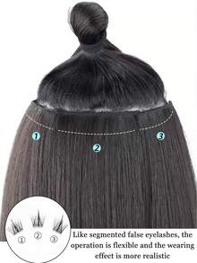 Clip In Hair Extensions Black Color 3 PCS/Set 18 Inch Long Straight Hair Extension For Women Full Head Synthetic Hair Extensions Hairpieces - Multicolor - View 5