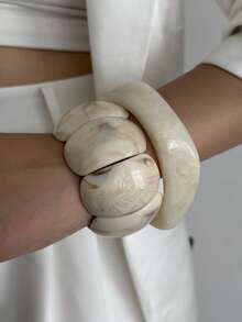 1 قطعة سوار راتنجي أنيق بطراز رجعي مبالغ فيه، مجوهرات سميكة بسيطة، سوار بأسلوب بوهيمي للعطلات، مناسب للاستخدام اليومي للنساء وديكورات الحفلات المختلفة، وديكورات العطلات