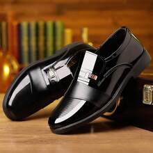 Plus Size Men's Glossy Formal Leather Shoes, Business Casual Dress Shoes, Mature Soft Leather Work Shoes, Suitable For Formal Occasions - 黑色 - 查看 1