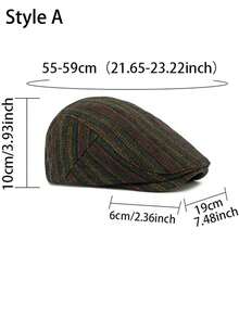2 Styles Retro Stripe Octagonal Hat Newsboy Caps Women Painter's Hat Men's Forward Hats - Fashion - View 2