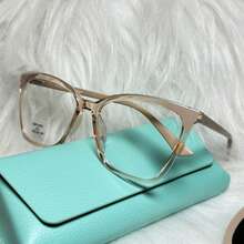 Women's 2-In-1 Clip-On Glasses Acetate Nylon Square Size L - Beige - View 3