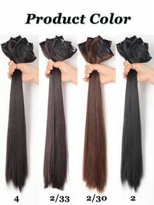 Clip In Hair Extensions Black Color 3 PCS/Set 18 Inch Long Straight Hair Extension For Women Full Head Synthetic Hair Extensions Hairpieces - Multicolor - View 9