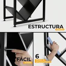 GAON.Librero Organizador Minimalista - Estante de Arbol Vertical Alto Moderno de Metal y Melamina para Sala Comedor Dormitorio Oficina o Recamara 165