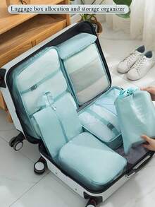 9件套旅行收纳袋，多功能打包袋，高效优质保护，化妆包，旅行收纳袋，行李打包整理袋，拉链便携旅行配件，适用于行李、衣物、裤子、鞋子、袜子 - 度假风，轻便行李袋，衣物内衣收纳袋 - 彩色 - 查看 21