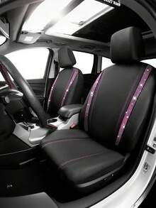 Breathable Full Coverage Rhinestone Embellished Fashionable Car Seat Cover Cushion, Universal For All Seasons, Glittering Car Sofa Cover
