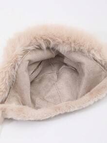 1pc Cute Ear Plush Hat, 3D Bear Ear Design With Playful Pom Pom. Sweet & Adorable, Warm & Comfortable, Suitable For Daily Wear, Commuting, Gatherings With Friends, Holiday Occasions As Autumn/Winter Decorative Hat To Add Cute Elements To Your Outfit, Youthful & Energetic Design