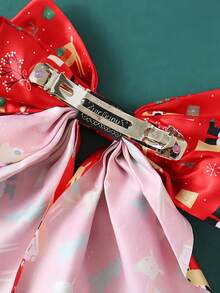 4 piezas Clips/Ganchos elegantes de Navidad para el cabello de mujer - Diseño impreso de muñeco de nieve/regalo/elemento navideño, lazos de cinta, accesorios para el cabello para recogidos parciales/fiestas de Navidad, pasadores de cabello, barrettes, accesorios lindos