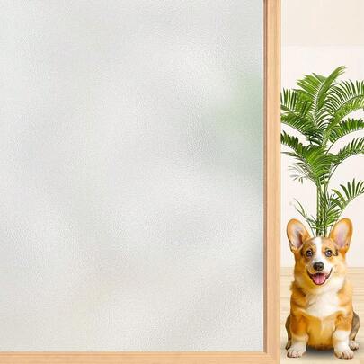 Niviy Frosted Glass Window Privacy Film With Installation Tools Static Cling Bathroom Window Frosting Film Day And Night Cling Home Glass Door Cover, 17.5 Inch X 78.Inch