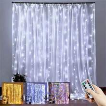Luzes de fundo para decoração de Natal, luzes LED suspensas para ambientes internos, fonte de alimentação USB, luzes de cortina para quarto, 8 modos de iluminação, crie uma atmosfera festiva