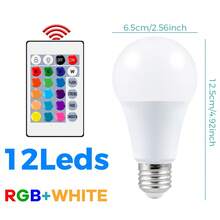 25W LED RGB 燈泡 附遙控器 E27/E26 多色 85-265V 可調光 變色 嵌入式天花板燈 10W 智慧電競 客廳 臥室 聖誕節 萬聖節 夜間照明 15W 4 種動態模式 吧檯射燈 20W 背光牆面氛圍燈 5W - RGB Bulb-with 24key Remote(E27/E26) - 查看 22