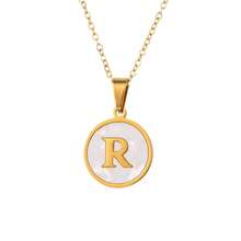 1 件优雅不锈钢字母吊坠项链，26 个字母可选，圆形字母吊坠项链，防水锁骨链，适合女性日常佩戴 - 圓形 - 查看 21