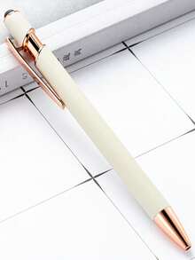 1/5/10/20/36pcs Customized Text/Logo Personalized Luxury Soft Touch Rose Gold Elegant Custom Rubber Stylus Ballpoint Pen, Aluminum Barrel Ballpoint Pen, Perfect Gift For Bridesmaids, Women, Kids, Students, Teachers, Family And Friends