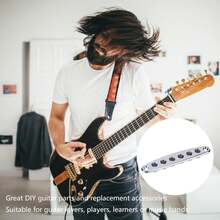 Placa de paso de cuerdas de guitarra, placa de casquillo de paso de cuerdas del puente de guitarra para piezas de guitarra eléctrica y bajo (Plata, 1 pieza)