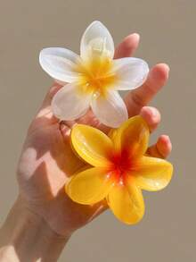 6pcs/1pc 7.3cm/2.87in White, Yellow, Pink, Blue, Purple, Orange Beach Hibiscus Flower Shaped Random Mixed Color Lightweight Plastic Hair Clips, Fashion Versatile High-End Elegant Simple Solid Color Hair Claws, Suitable For Daily Outing, Casual, Party, Commute, Beach Holiday, Ponytail, Bun, Face Washing, Makeup, Outfit Accessory Winter Hair Clutch Elegant Claw Clips Women Hair Accessories - Multicolor - View 11