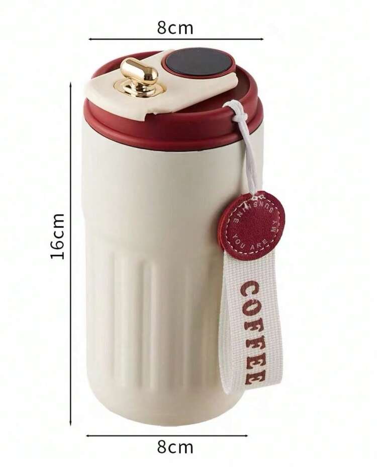 Termo Para Café Digital Inteligente Acero Inoxidable 450ml - Blanco - Añade 2