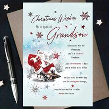 1 张节日圣诞节孙子贺卡，带信封，4.72 英寸 X 7.09 英寸，祖父母的温馨节日祝福，高品质纸张，适合任何人，生日场合 - 彩色 - 查看 10