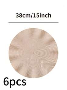 1 pieza/4 piezas/6 piezas/12 piezas Manteles individuales redondos tejidos con patrón de onda bohemio, de 15 pulgadas, de unicolor, para decoración de mesa de cocina, almohadillas antideslizantes para tazas, platos, cuencos, adecuadas para festivales, fiestas, cumpleaños, bodas, banquetes, decoración de mesa, decoración del hogar, decoración de dormitorio