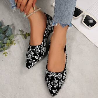 女士时尚平底鞋，舒适尖头休闲一脚蹬鞋，百搭秋季