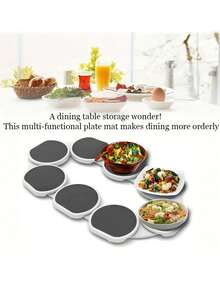 9pcs 360° Rotation Kitchen Turntable, Heat Resistant Versatile Organizer For Dining Table Tops & Kitchen Countertops (Fits Rectangular Tables). - Black and White - View 5