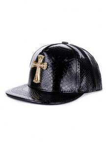 1 Stück Straßenparty Lässig PU Leder Patchwork Hip Hop Hut mit Dollarzeichen, unisex ganzjährig goldene Snapback Kappe für Halloween