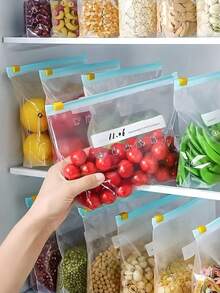 40 个拉链食品储存袋，适用于冰箱的厚冷冻袋，可微波炉加热，可重复使用，适合整理，夏季冰箱食品保鲜，厨房水果保鲜，厨房蔬菜保鲜，厨房调味料储存，厨房香料保鲜（25、30、20、15、10、1）