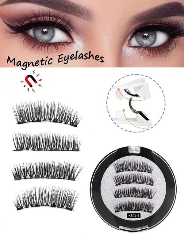 1 paire de faux cils magnétiques avec 5 styles différents, conçus avec une forte attraction magnétique pour un look naturel et élégant pour tous les jours. Ils sont réutilisables et durables, parfaits pour les fêtes ou les rendez-vous - comprend des pinces blanches