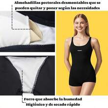 Traje De Baño Deportivo Mujer Natación + Gorra Y Goggles - Negro-XXL - Ver 8