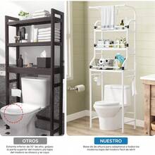 Estante Baño sobre Inodoro, Estante Baño De 3 Niveles, Barandilla Desmontable, Repisa de Acero Inoxidable, Estanterías de Almacenamiento adecuadas para Balcones y lavaderos - 1 - Ver 5